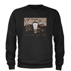 Last Night We Let The Liquor Talk Country Music Western Adult Crewneck Sweatshirt Black