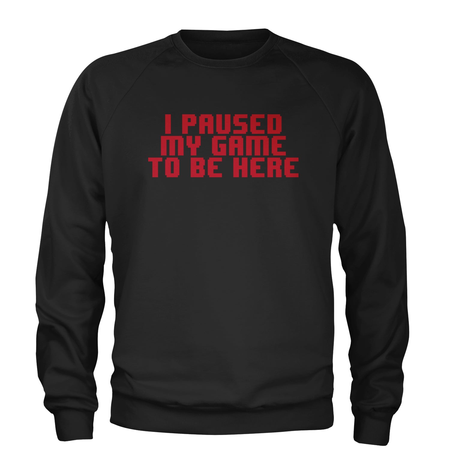 I Paused My Game To Be Here Funny Video Gamer Adult Crewneck Sweatshirt Heather Grey