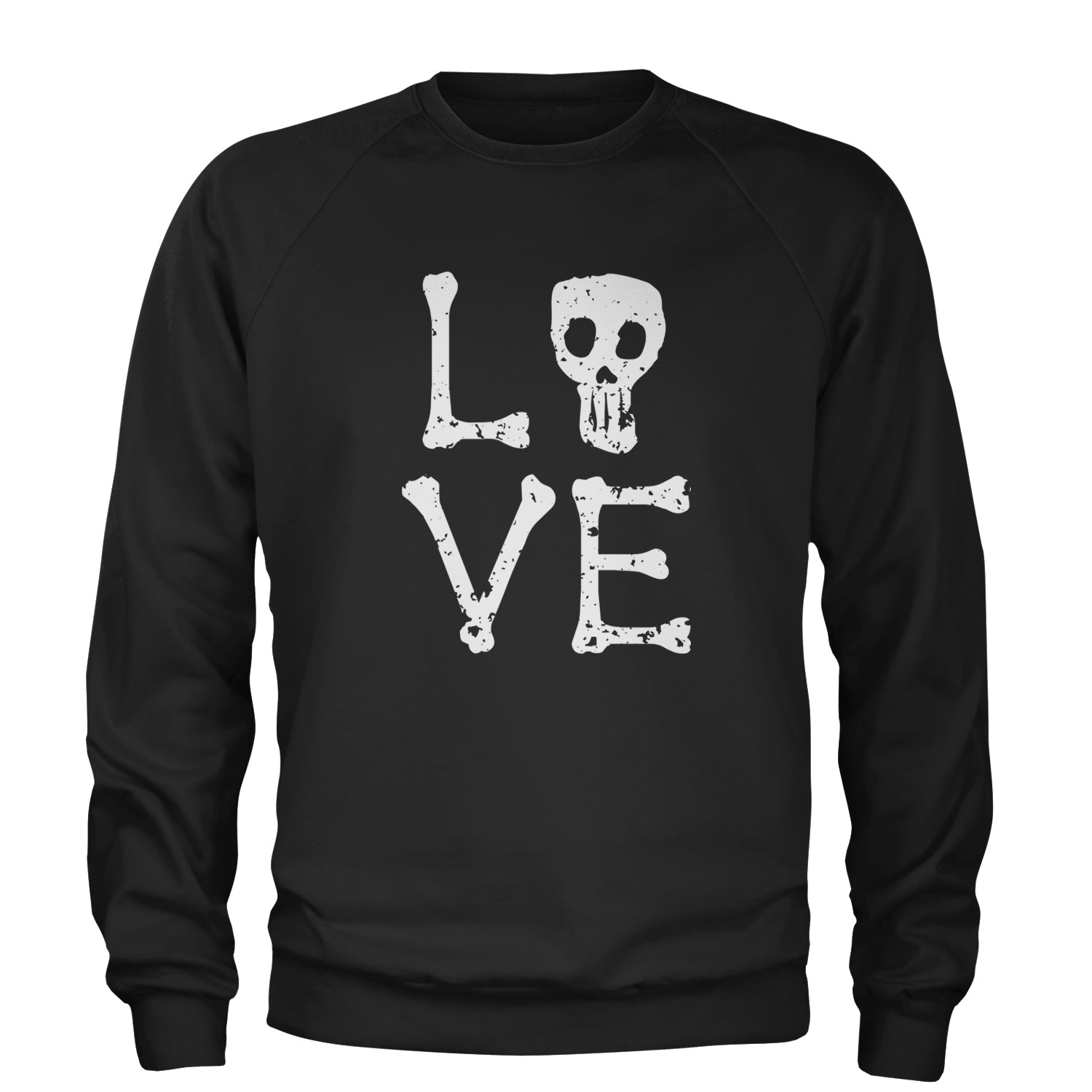 Love Skeleton Bones Adult Crewneck Sweatshirt Black