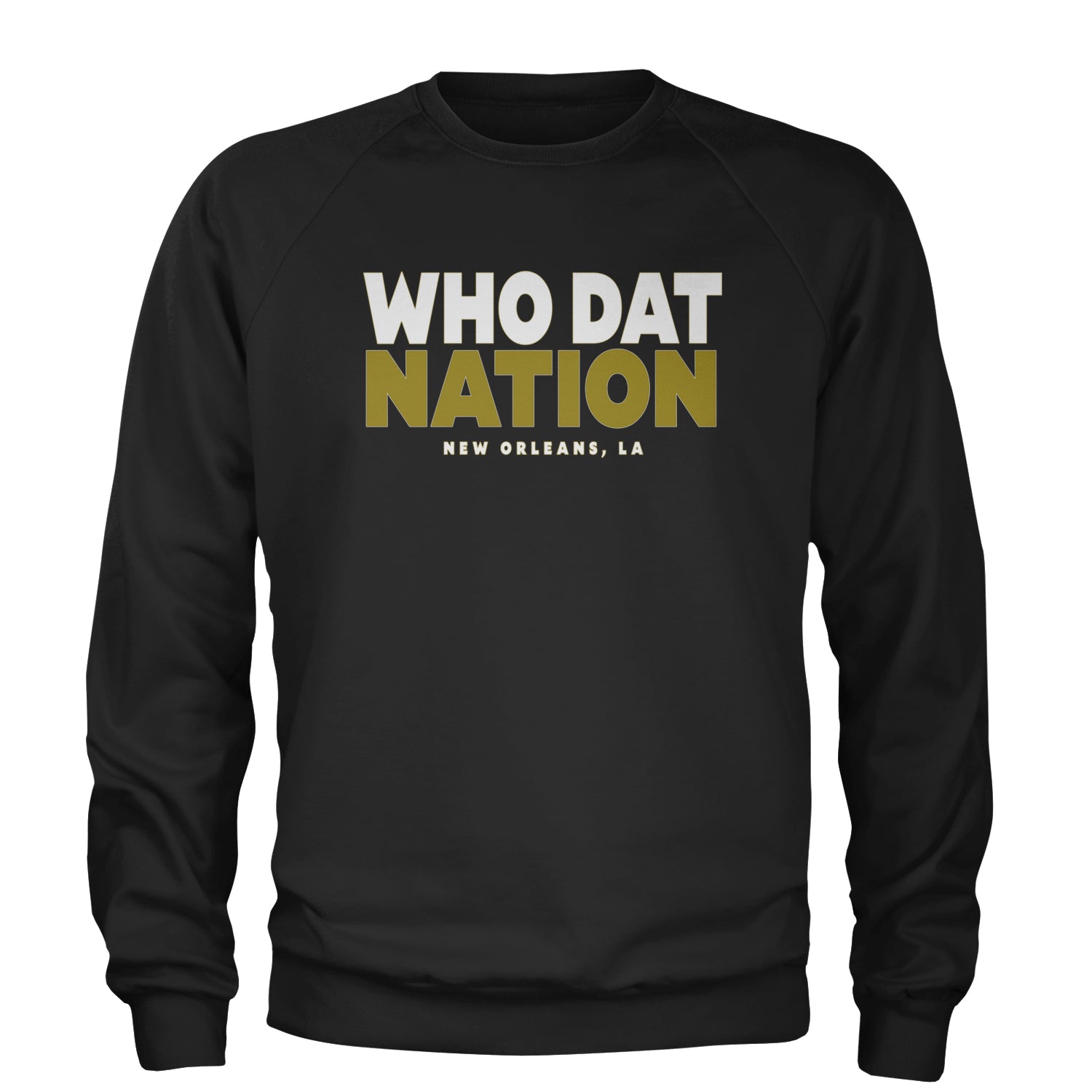 New Orleans Who Dat Nation Adult Crewneck Sweatshirt Black