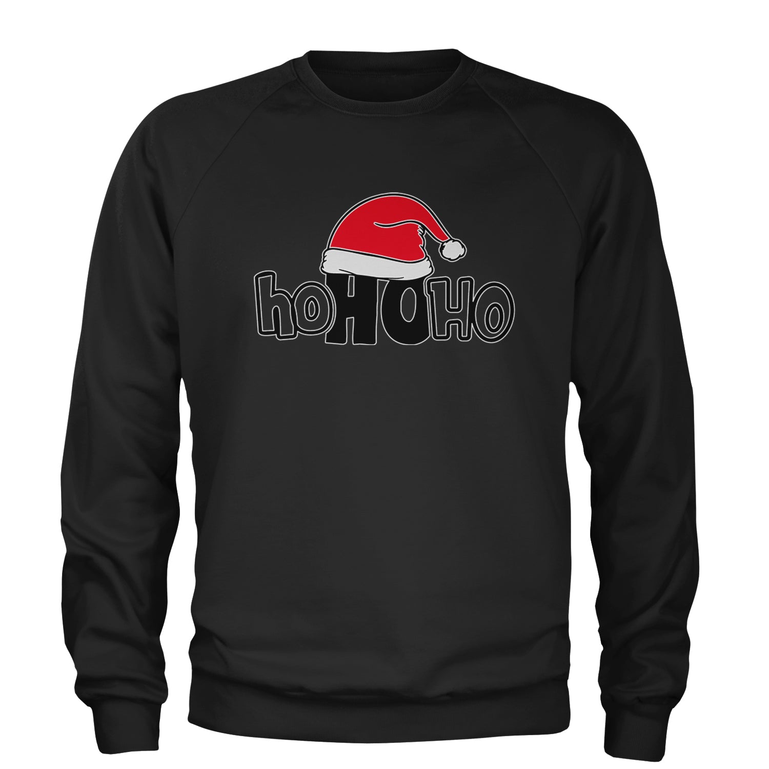 Ho Ho Ho Santa Christmas Hat Adult Crewneck Sweatshirt White