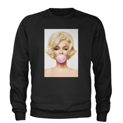 Ms. Monroe Pink Bubble Gum American Icon Adult Crewneck Sweatshirt Black