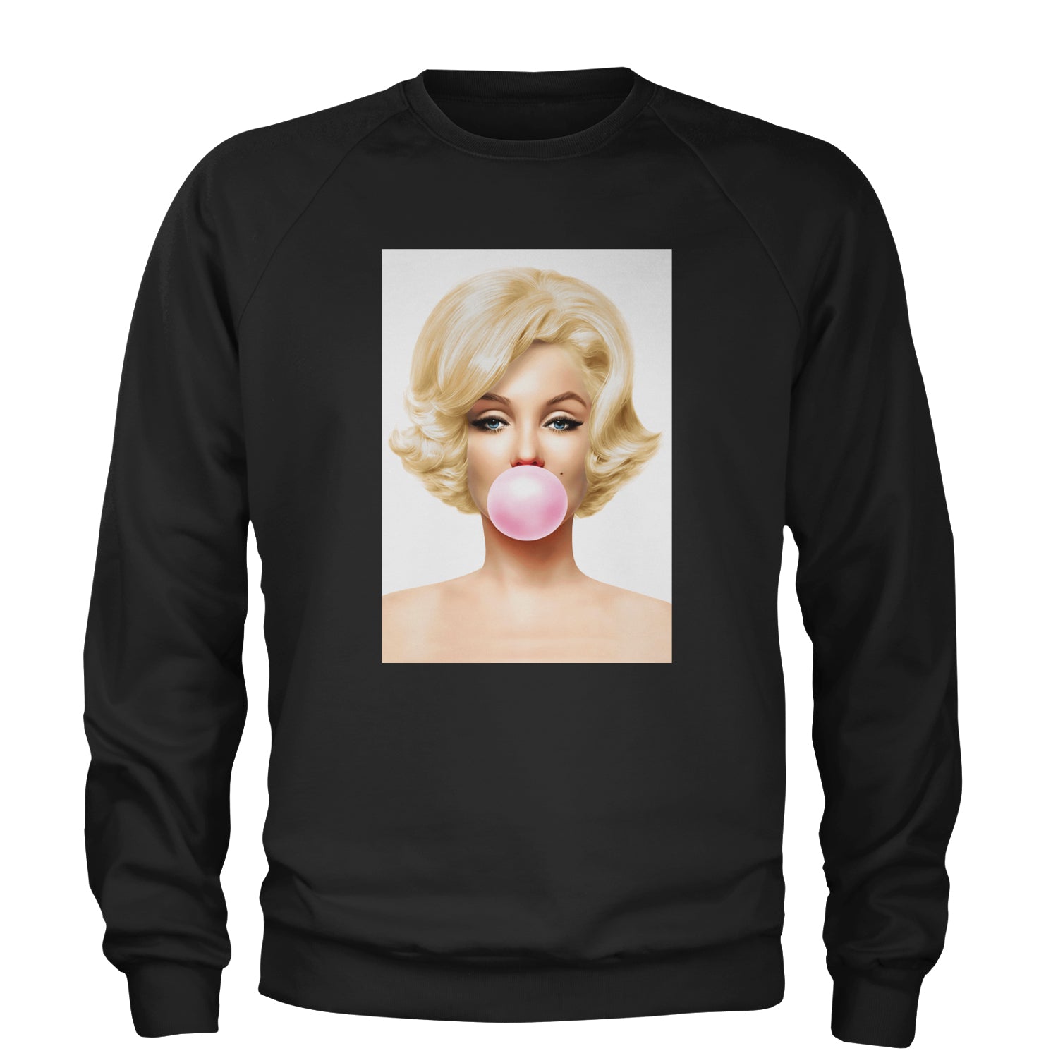 Ms. Monroe Pink Bubble Gum American Icon Adult Crewneck Sweatshirt Charcoal Grey