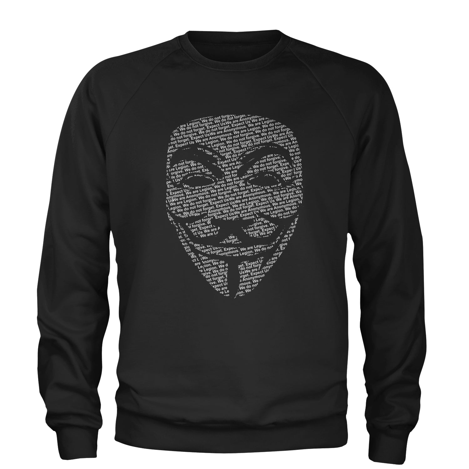 V For Vendetta Anonymous Mask Adult Crewneck Sweatshirt Black