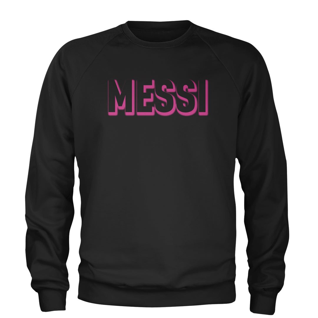 Miami fútbol outline graphic printed on a unisex heavyweight fleece crewneck sweatshirt