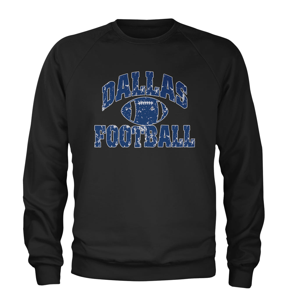 Dallas Distressed Football Adult Crewneck Sweatshirt Black
