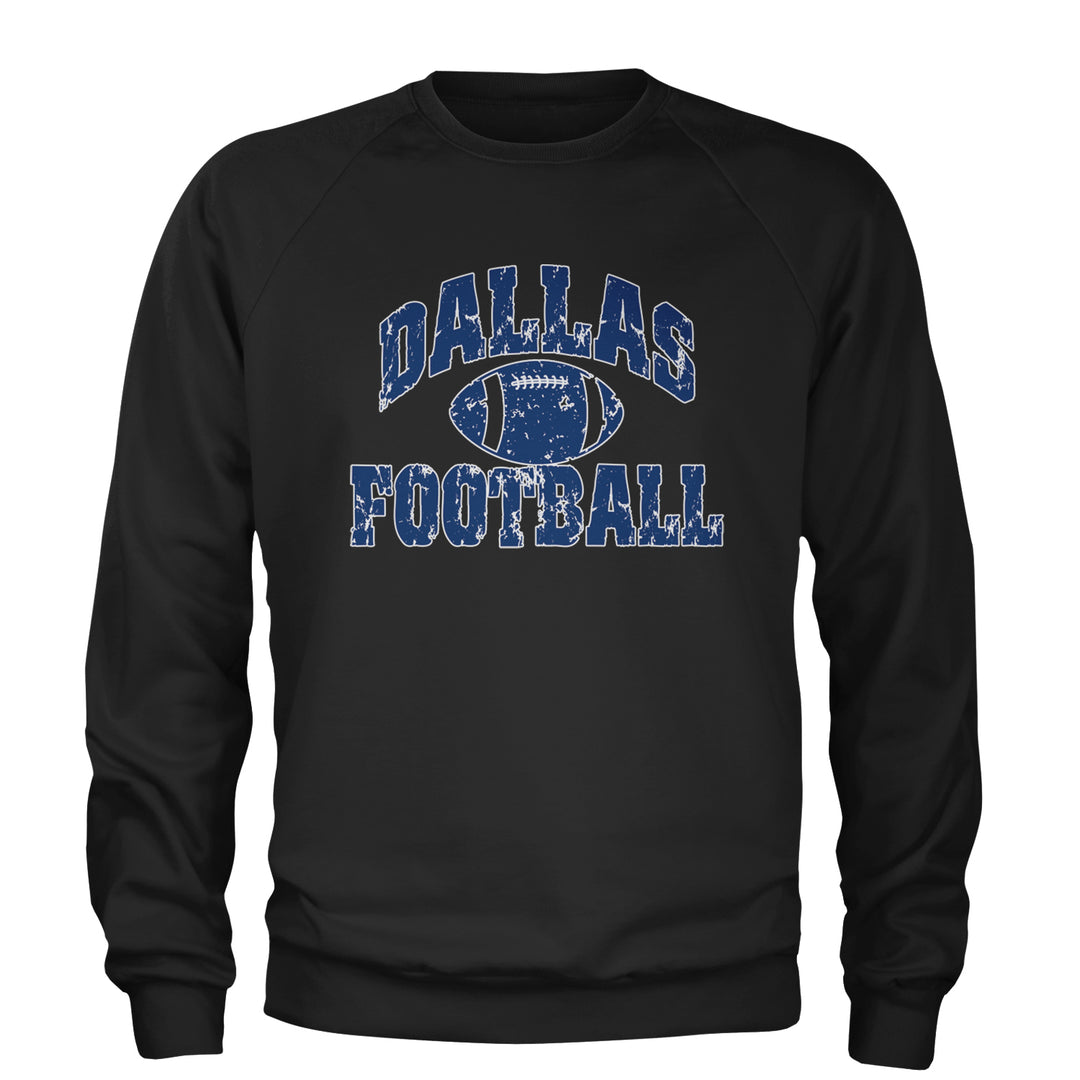 Dallas Distressed Football Adult Crewneck Sweatshirt Black