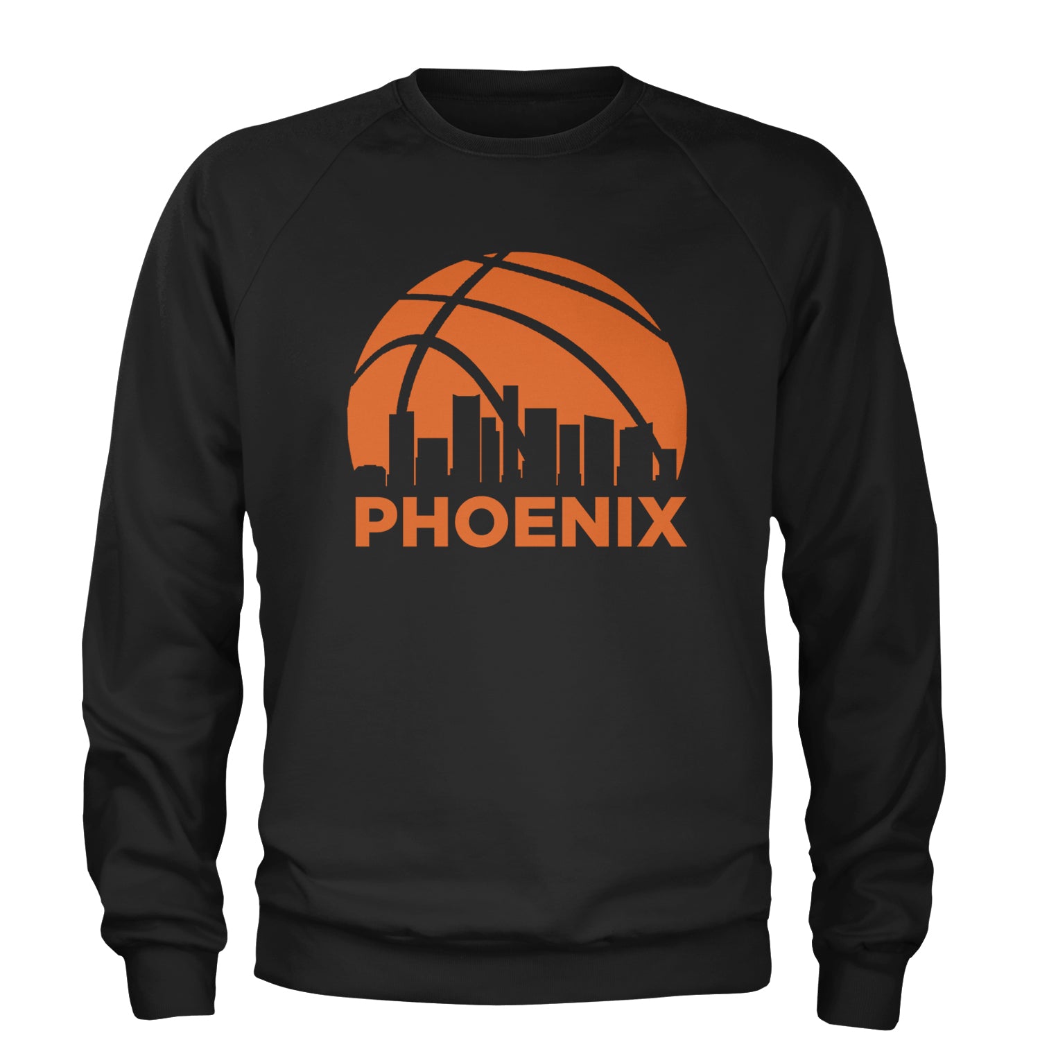 Phoenix Basketball Sunset City Skyline Adult Crewneck Sweatshirt Black