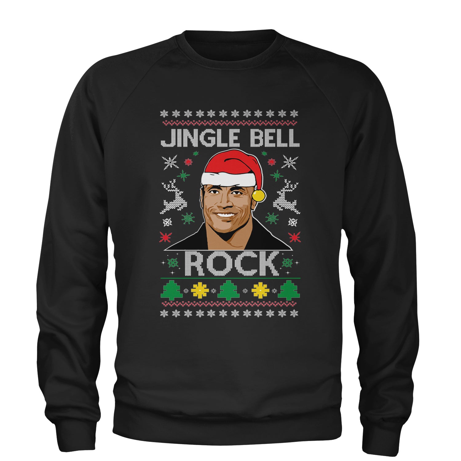 Jingle Bell Rock Ugly Christmas Adult Crewneck Sweatshirt Navy Blue