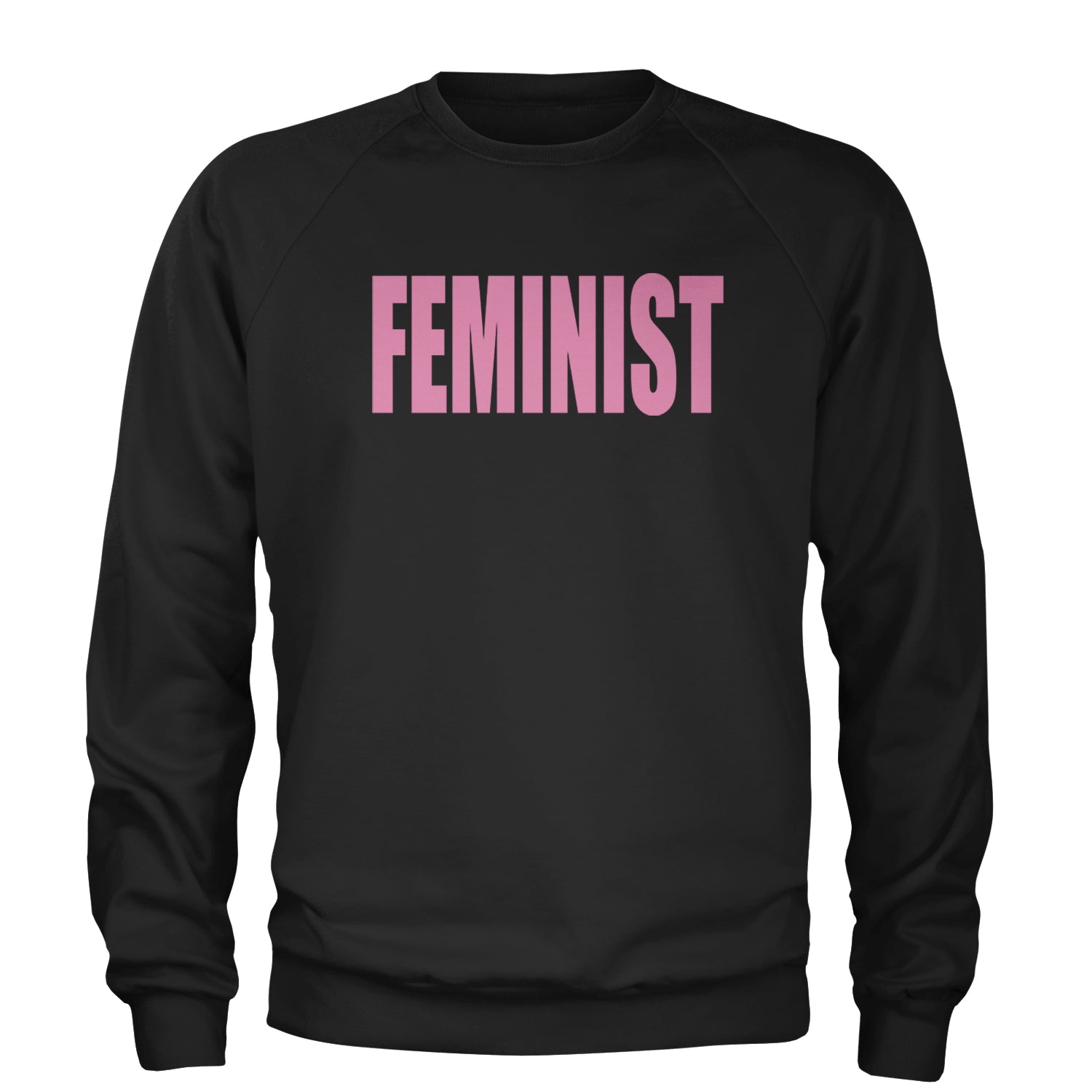 Feminist (Pink Print) Adult Crewneck Sweatshirt Black