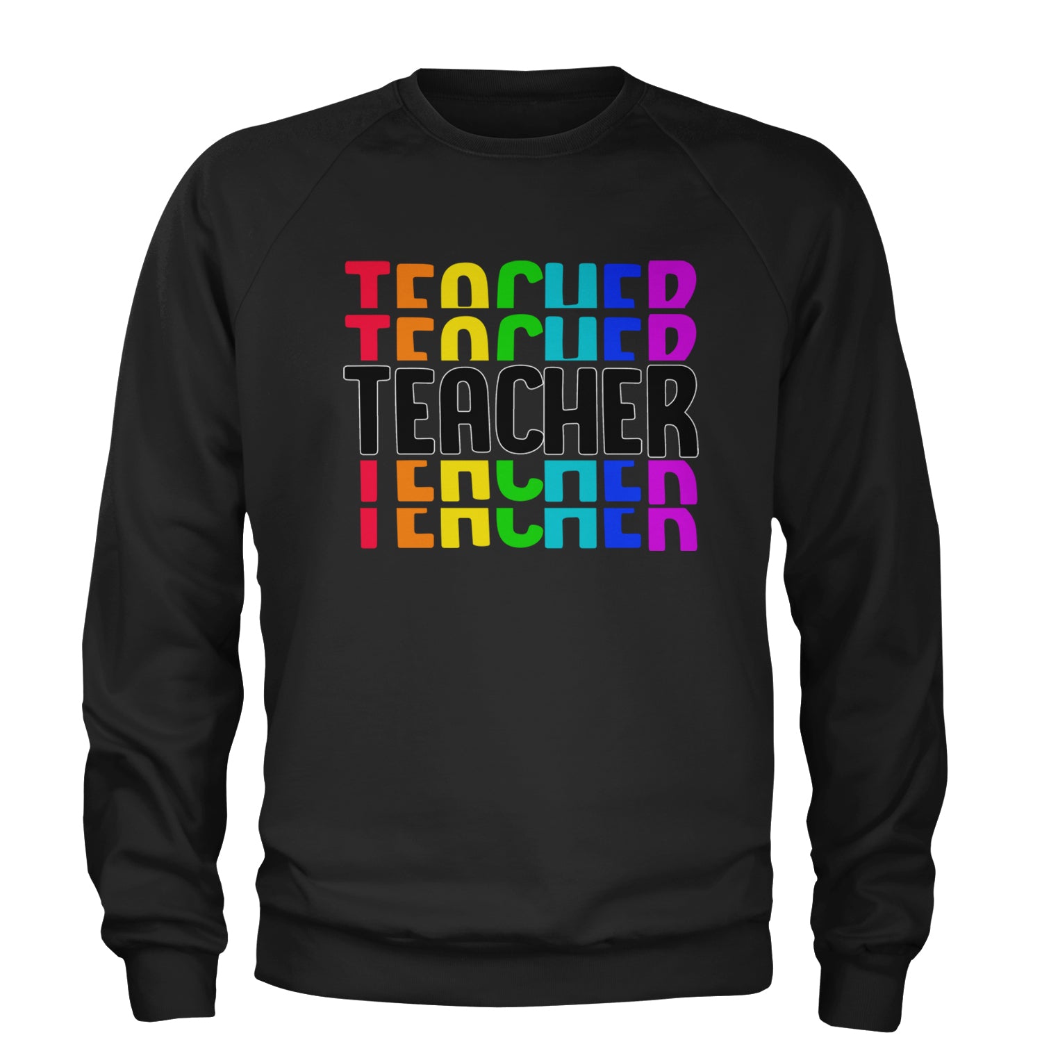 Teacher Repeated Rainbow Pattern Adult Crewneck Sweatshirt Maroon