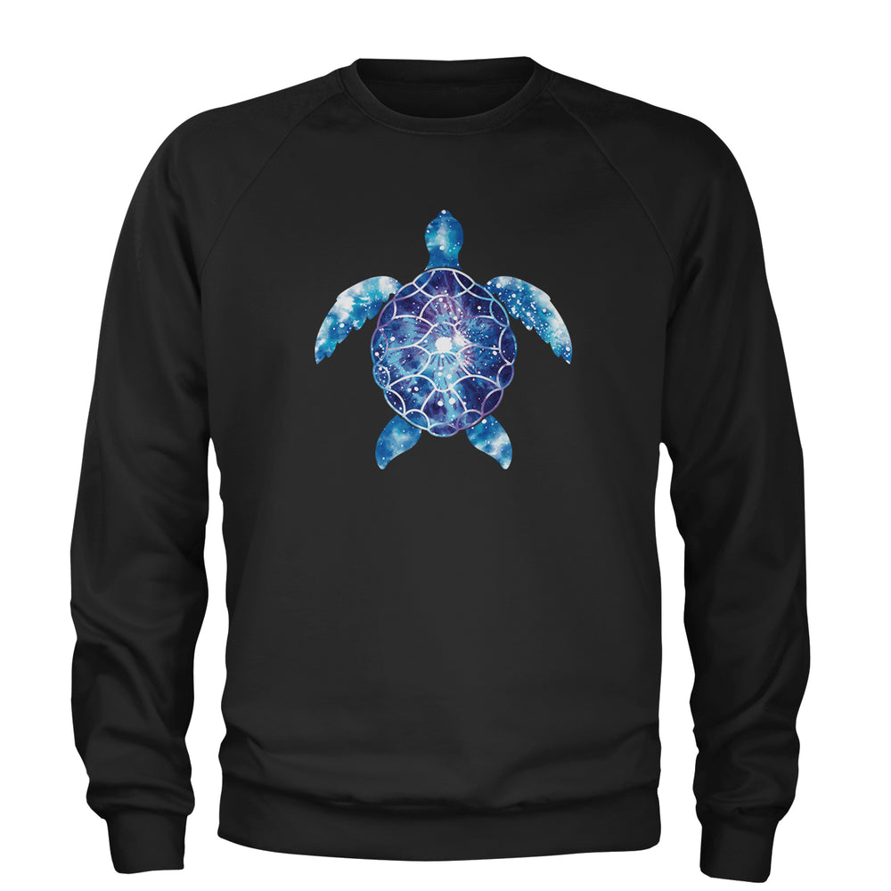 Ocean Aura Tie-Dye Sea Turtle Adult Crewneck Sweatshirt Black