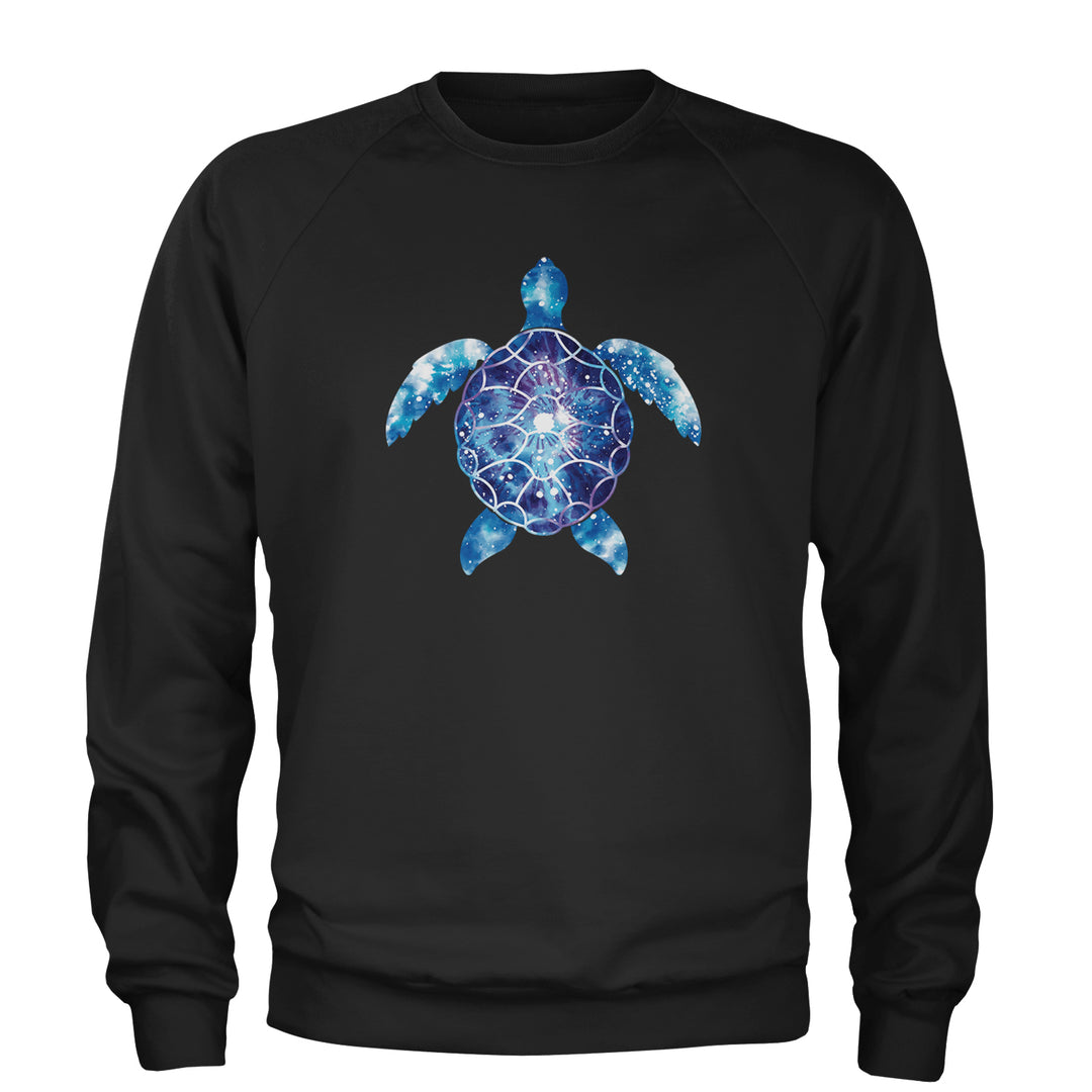 Ocean Aura Tie-Dye Sea Turtle Adult Crewneck Sweatshirt Black