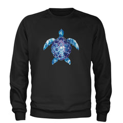 Ocean Aura Tie-Dye Sea Turtle Adult Crewneck Sweatshirt Black