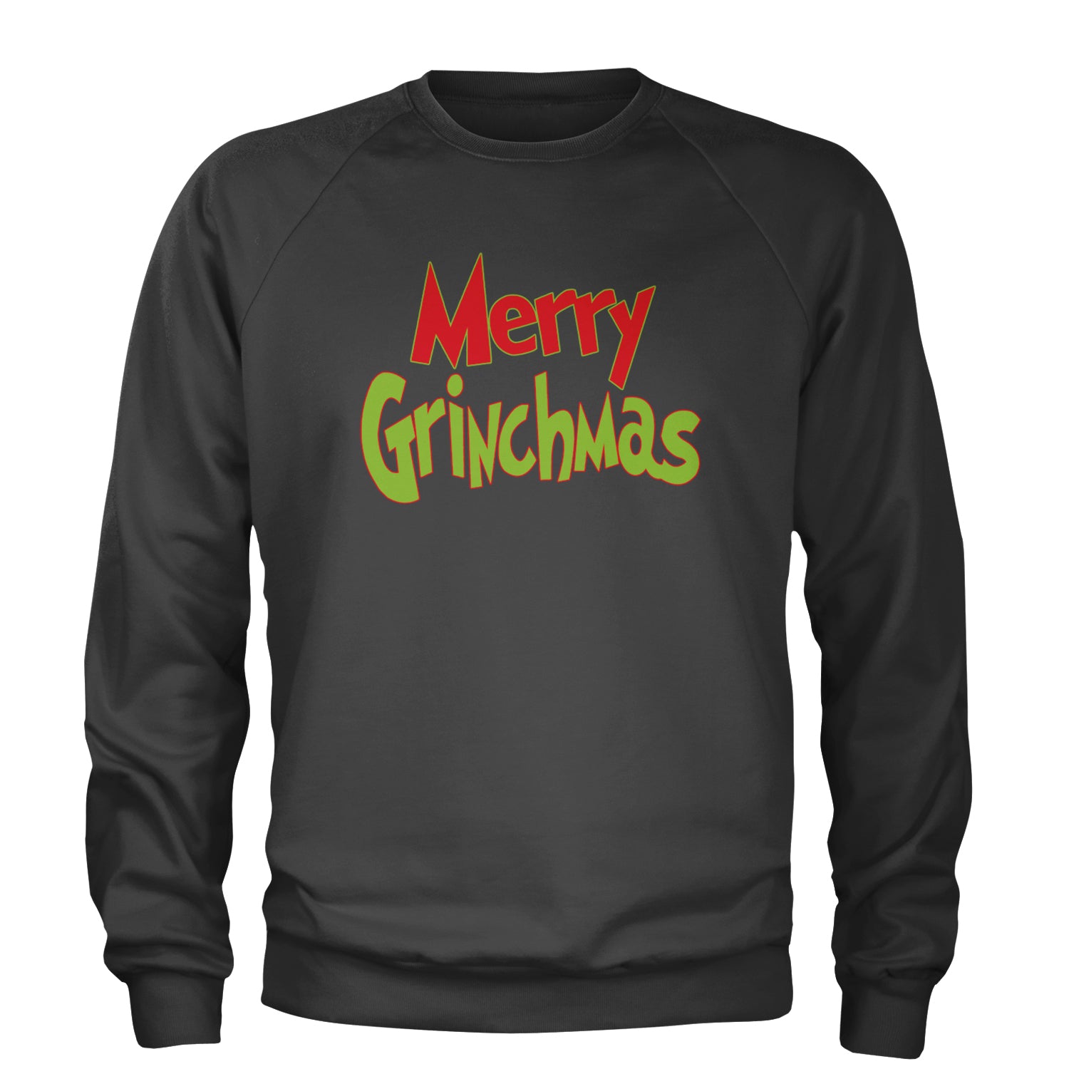 Merry Grinchmas Jolly Merry Christmas Adult Crewneck Sweatshirt Charcoal Grey