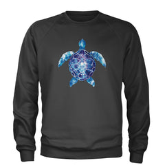 Ocean Aura Tie-Dye Sea Turtle Adult Crewneck Sweatshirt Charcoal Grey