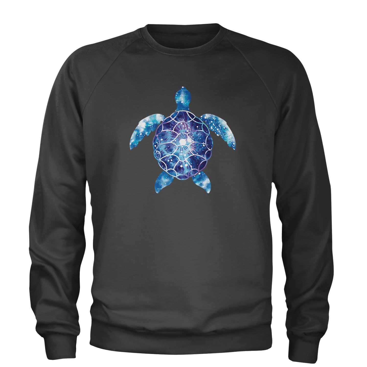 Ocean Aura Tie-Dye Sea Turtle Adult Crewneck Sweatshirt Charcoal Grey