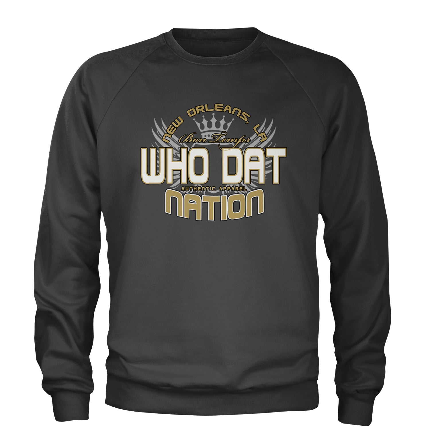 Who Dat Nation New Orleans (Color) Adult Crewneck Sweatshirt Black