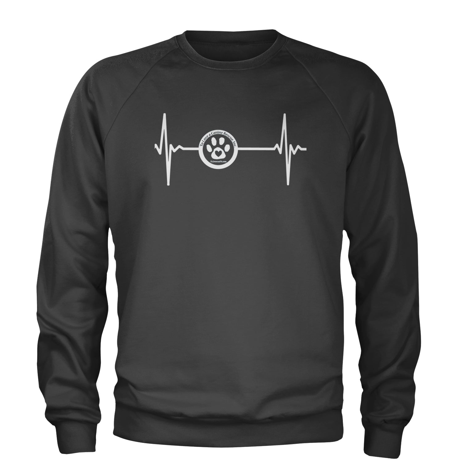 TLC Rescue Heartbeat Adult Crewneck Sweatshirt Charcoal Grey