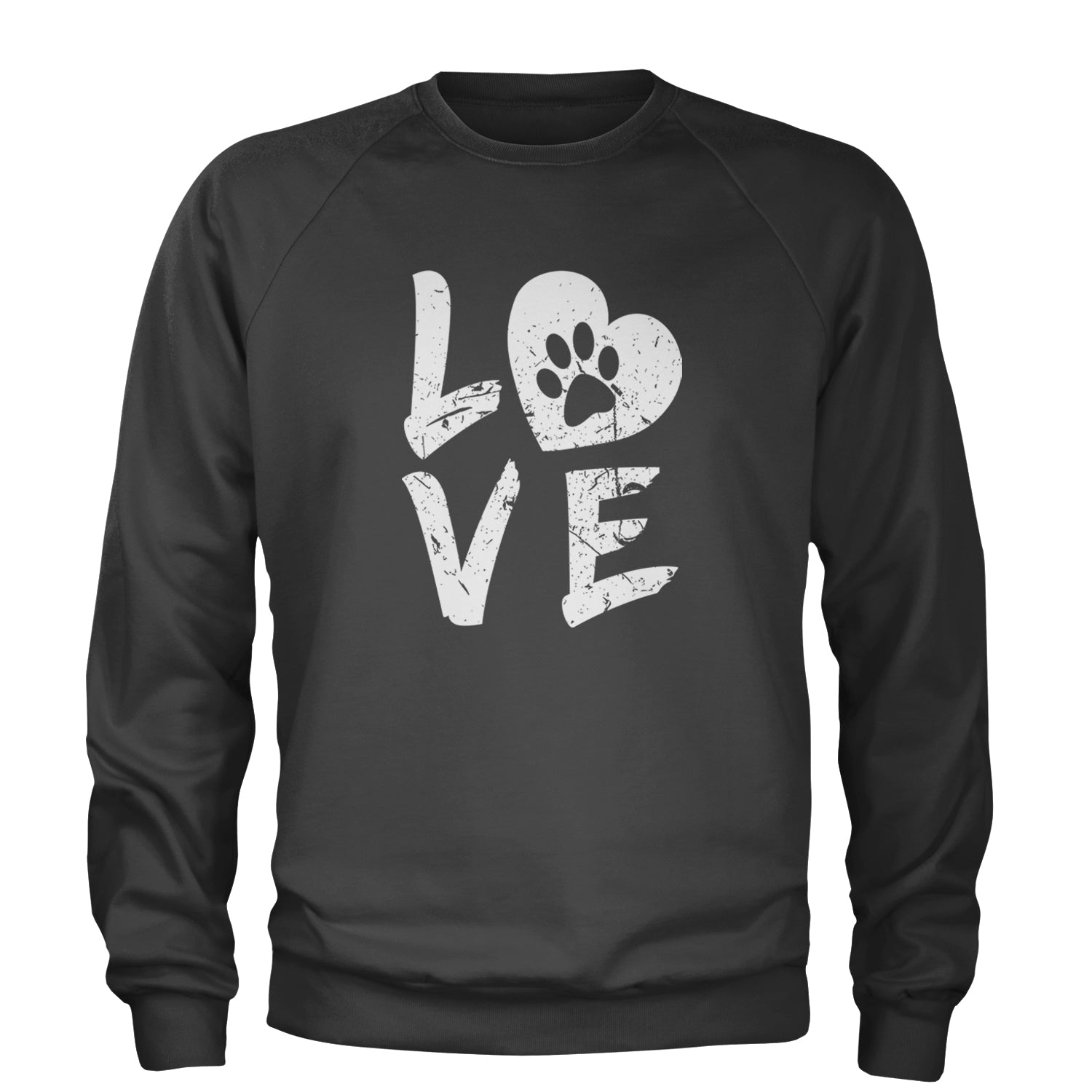 I Love My Dog Paw Print  Adult Crewneck Sweatshirt Black