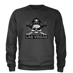 Raider Skull Straight Outta Las Vegas Adult Crewneck Sweatshirt Charcoal Grey