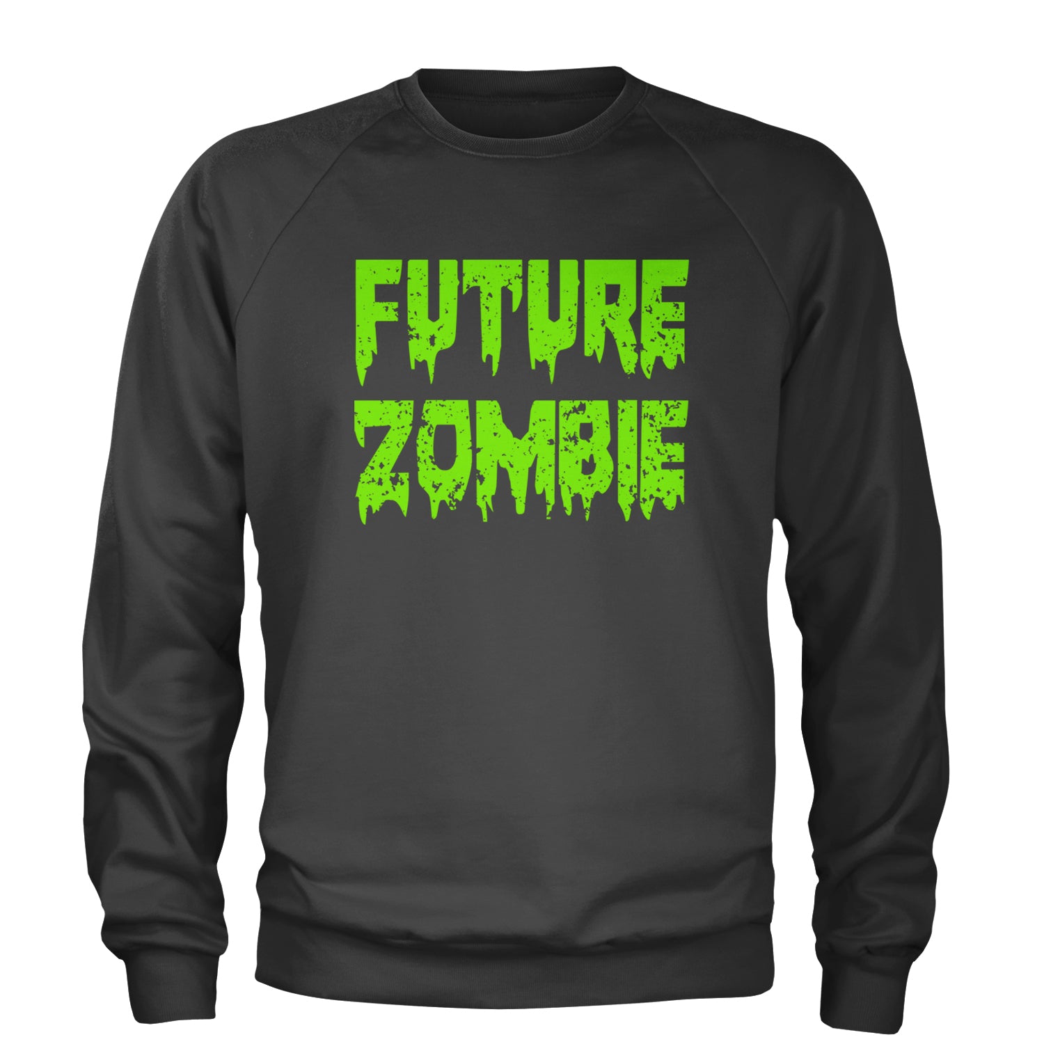 Future Zombie Horror Adult Crewneck Sweatshirt Charcoal Grey