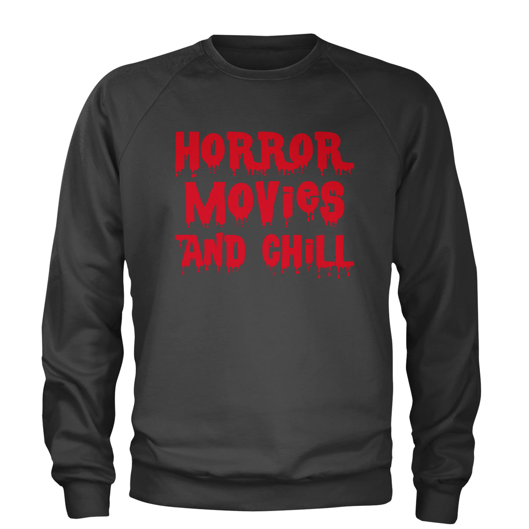 Horror Movies and Chill Adult Crewneck Sweatshirt Charcoal Grey
