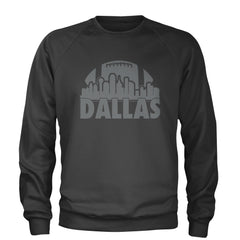 Dallas Texas Skyline Adult Crewneck Sweatshirt Charcoal Grey