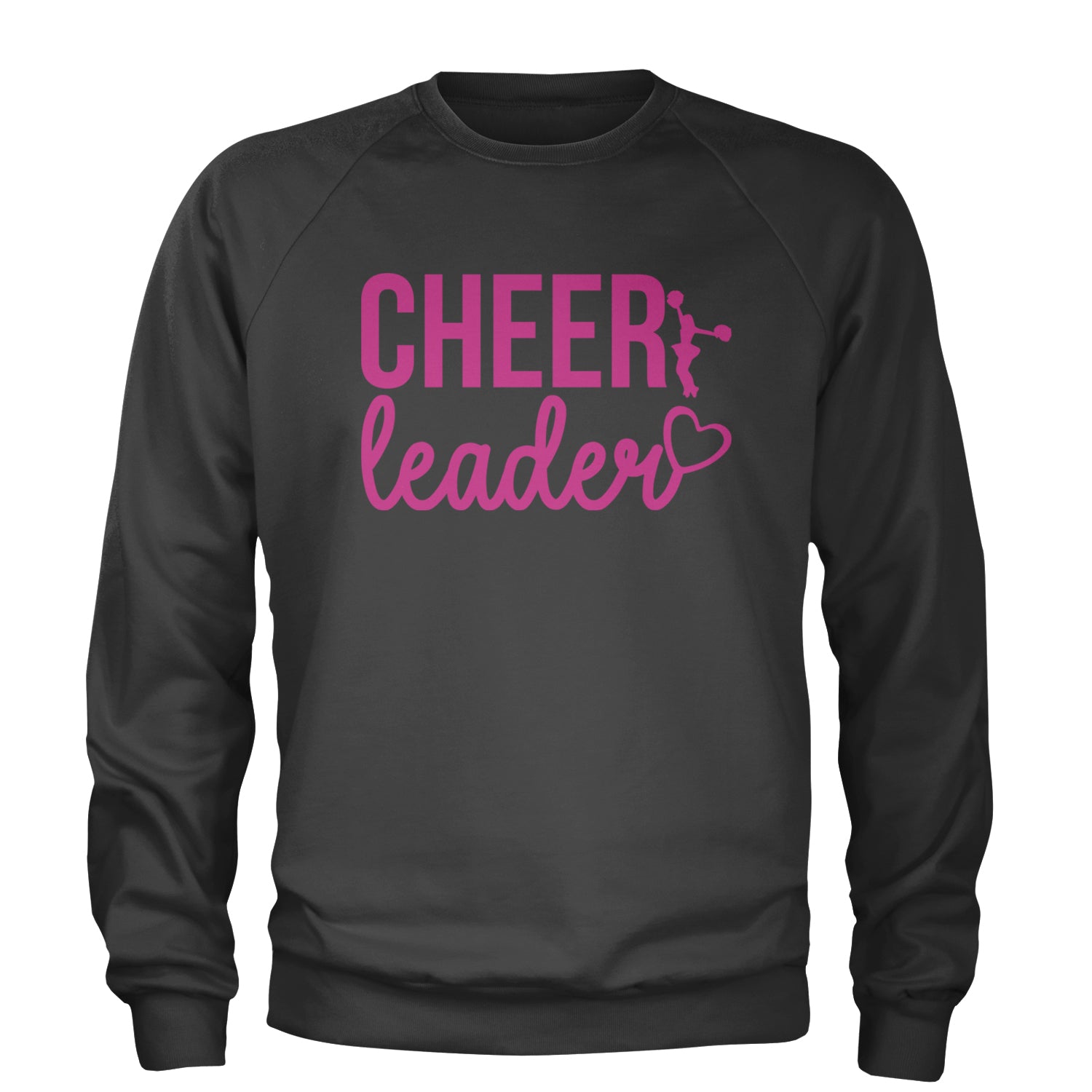 Cheerleader Heart Love Adult Crewneck Sweatshirt Charcoal Grey