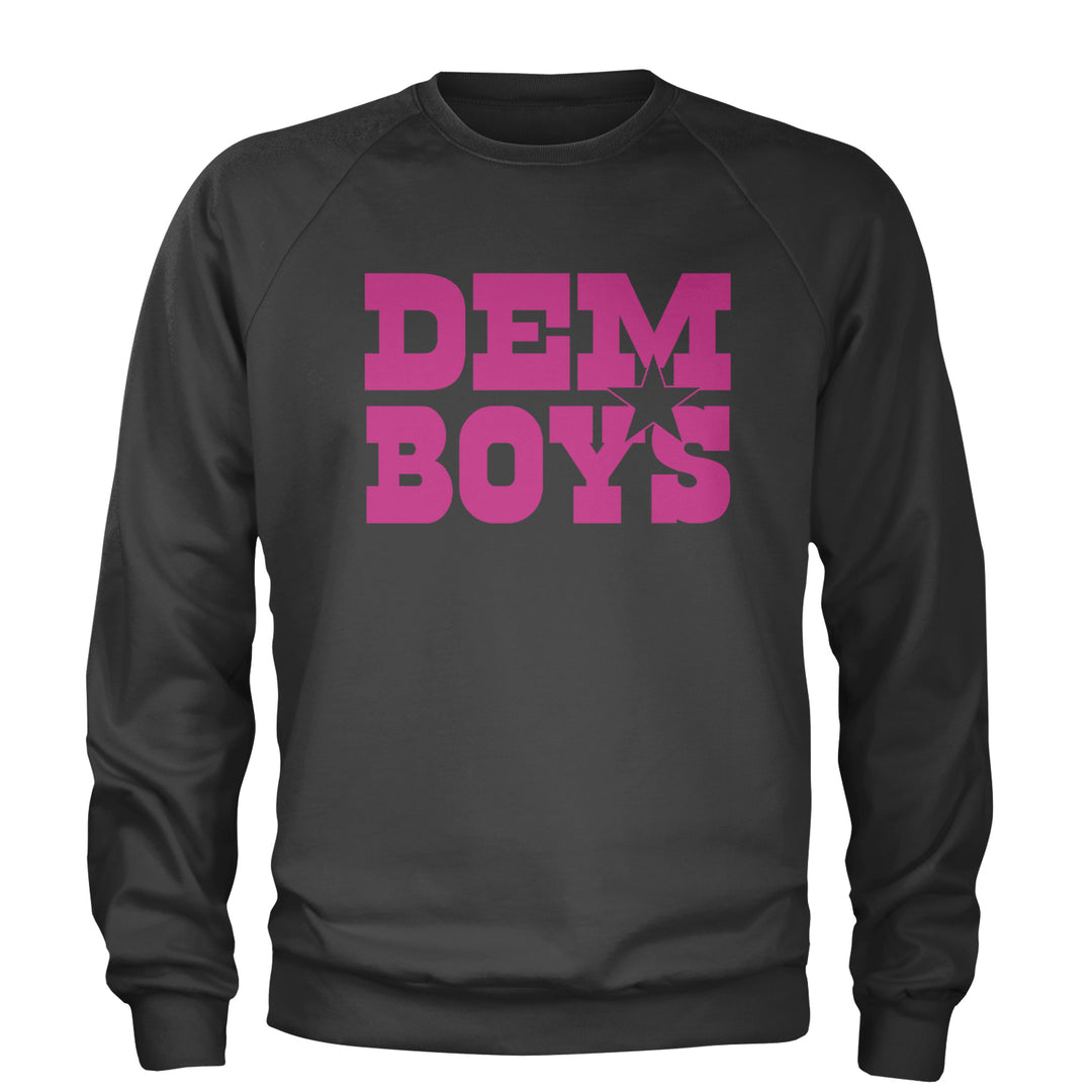 Dem Boys Hot Pink Dallas  Adult Crewneck Sweatshirt Charcoal Grey