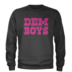 Dem Boys Hot Pink Dallas  Adult Crewneck Sweatshirt Charcoal Grey