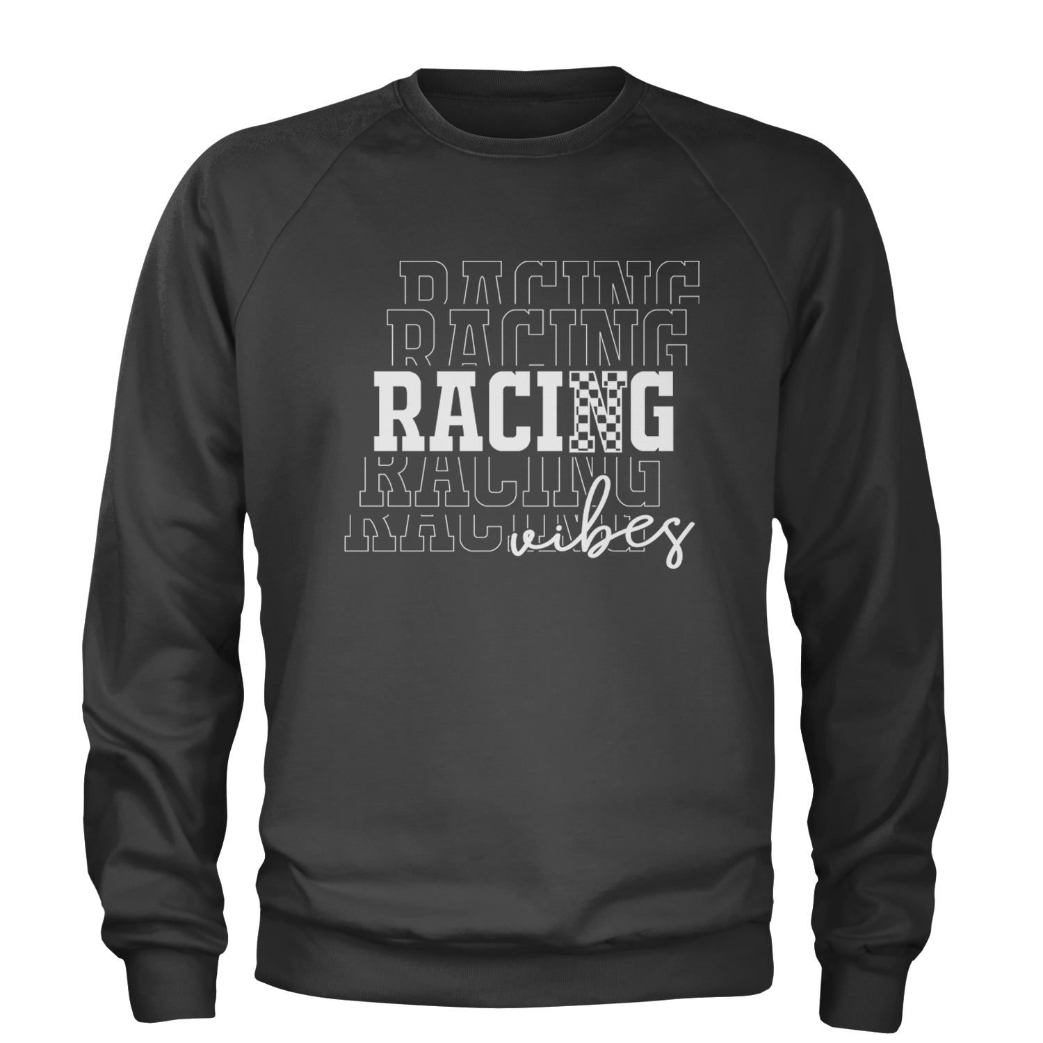 Racing Vibes Adult Crewneck Sweatshirt Charcoal Grey