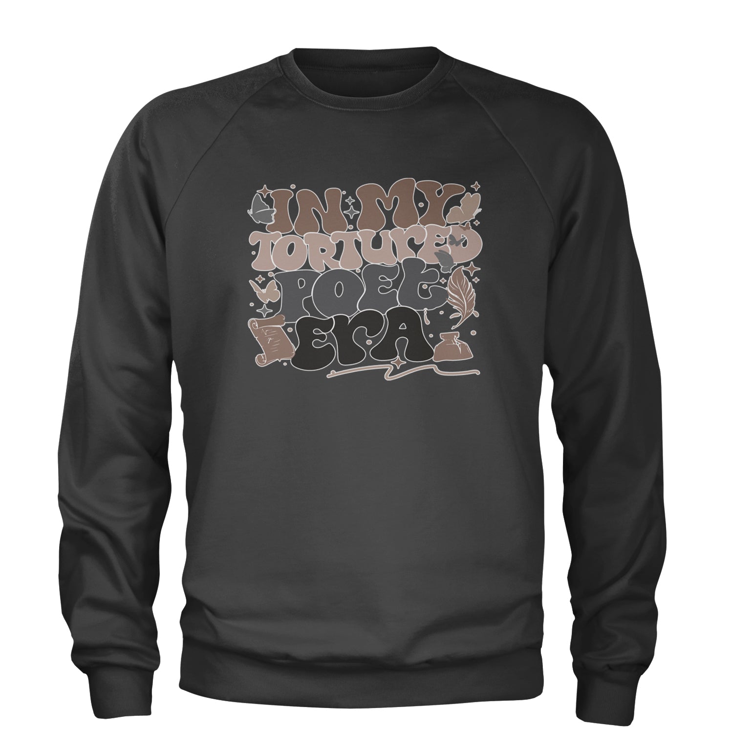 In My Tortured Poet Era TTPD Music Adult Crewneck Sweatshirt Charcoal Grey