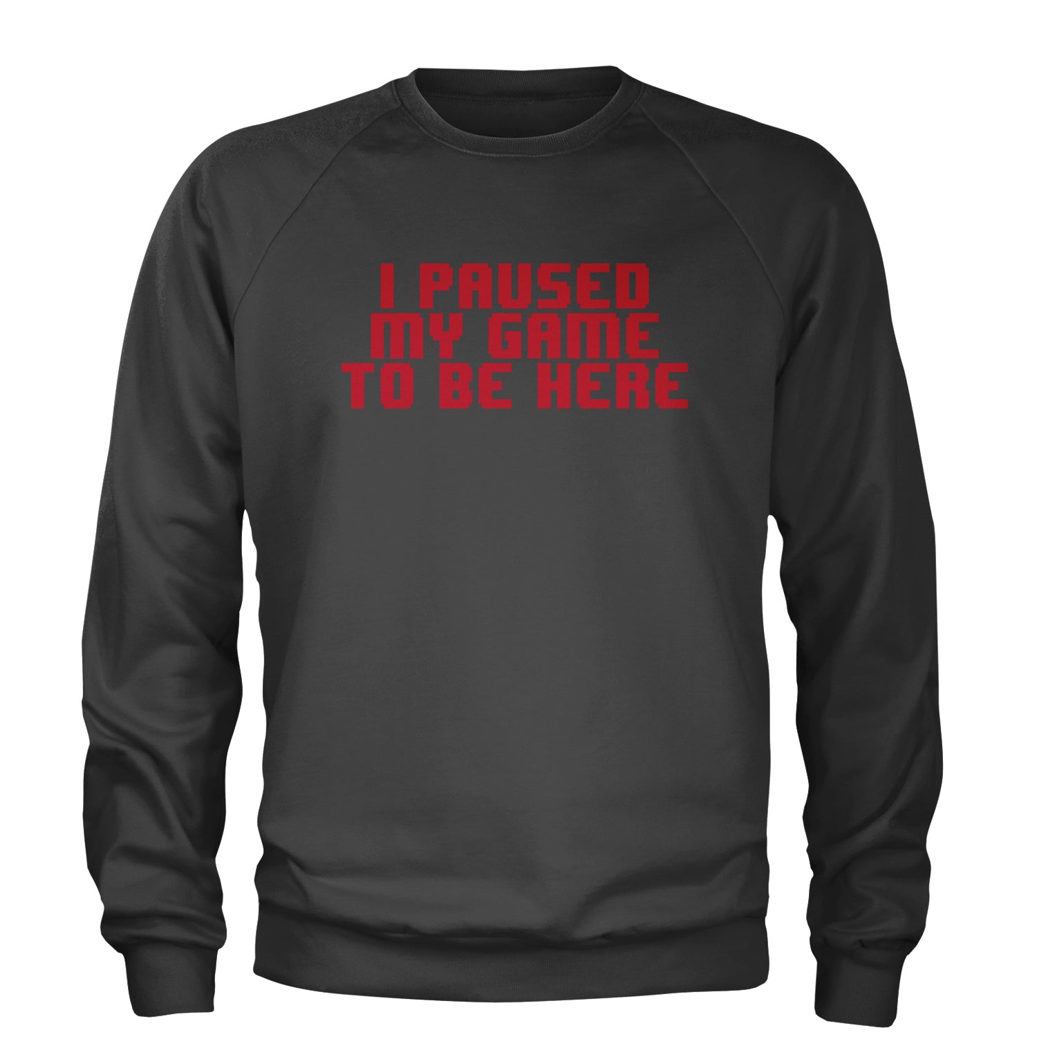 I Paused My Game To Be Here Funny Video Gamer Adult Crewneck Sweatshirt Charcoal Grey