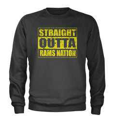 Straight Outta Rams Nation   Adult Crewneck Sweatshirt Charcoal Grey