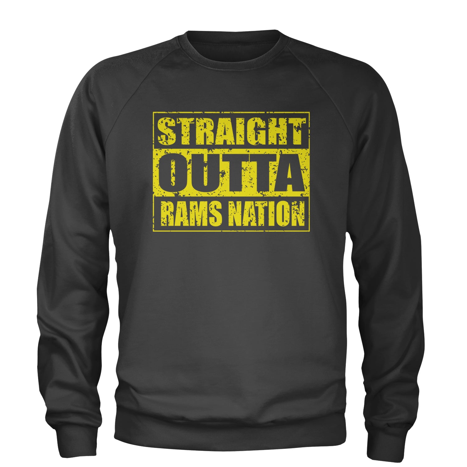 Straight Outta Rams Nation   Adult Crewneck Sweatshirt Charcoal Grey