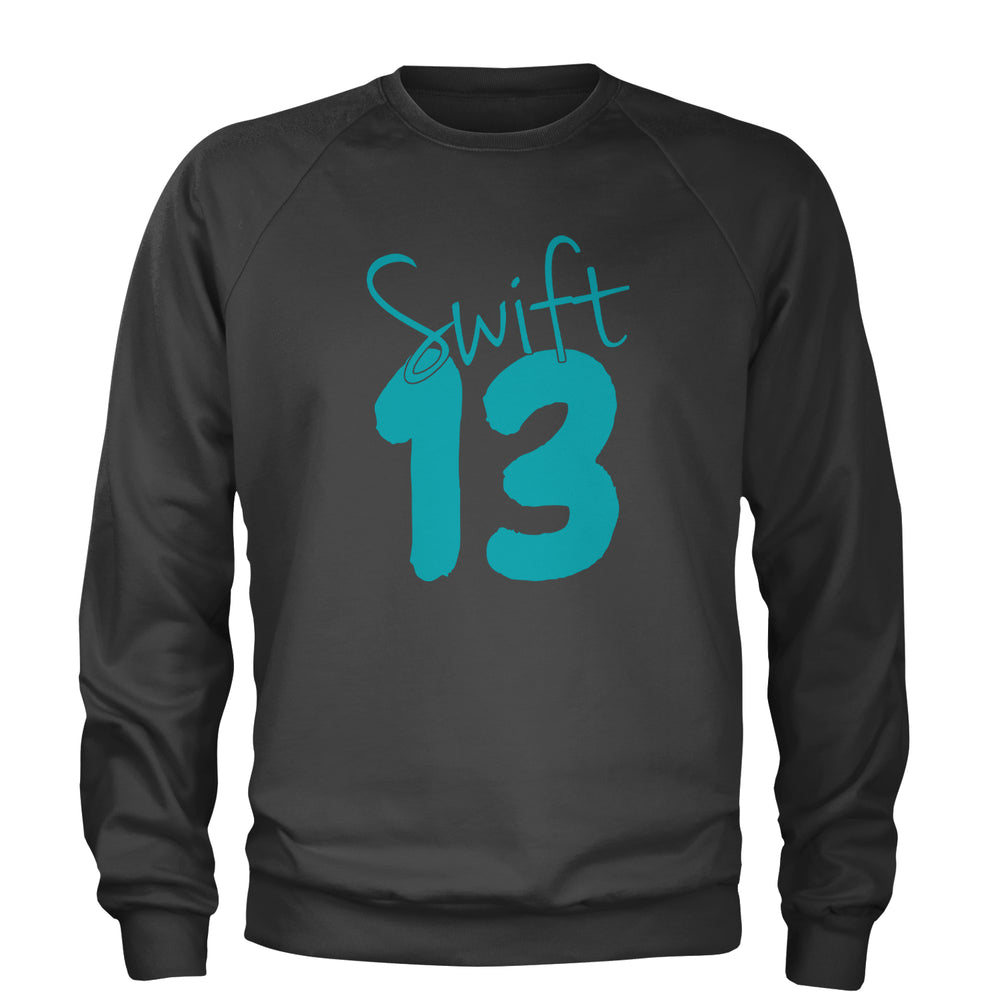 13 Swift 13 Lucky Number Era TTPD Adult Crewneck Sweatshirt Charcoal Grey