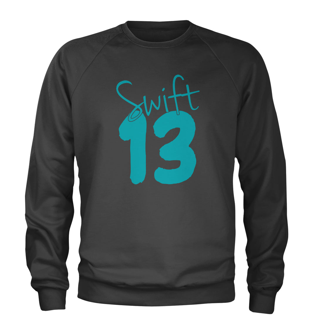13 Swift 13 Lucky Number Era TTPD Adult Crewneck Sweatshirt Charcoal Grey