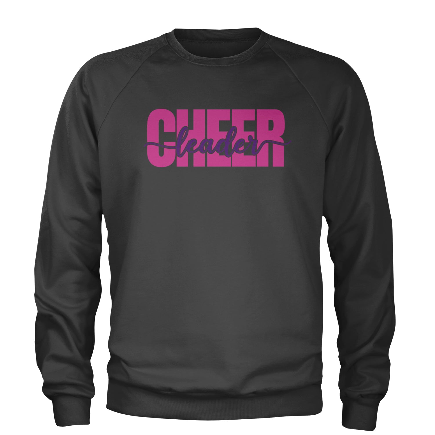 Cheerleader with Scripted Flair Adult Crewneck Sweatshirt Charcoal Grey