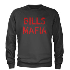 Distressed Bills Mafia Football Adult Crewneck Sweatshirt Charcoal Grey