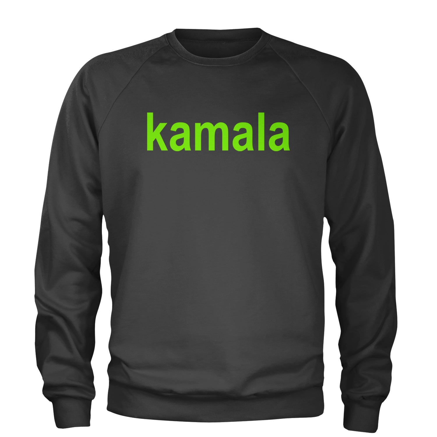 Kamala Bright Green Brat Coconut Tree Adult Crewneck Sweatshirt Charcoal Grey