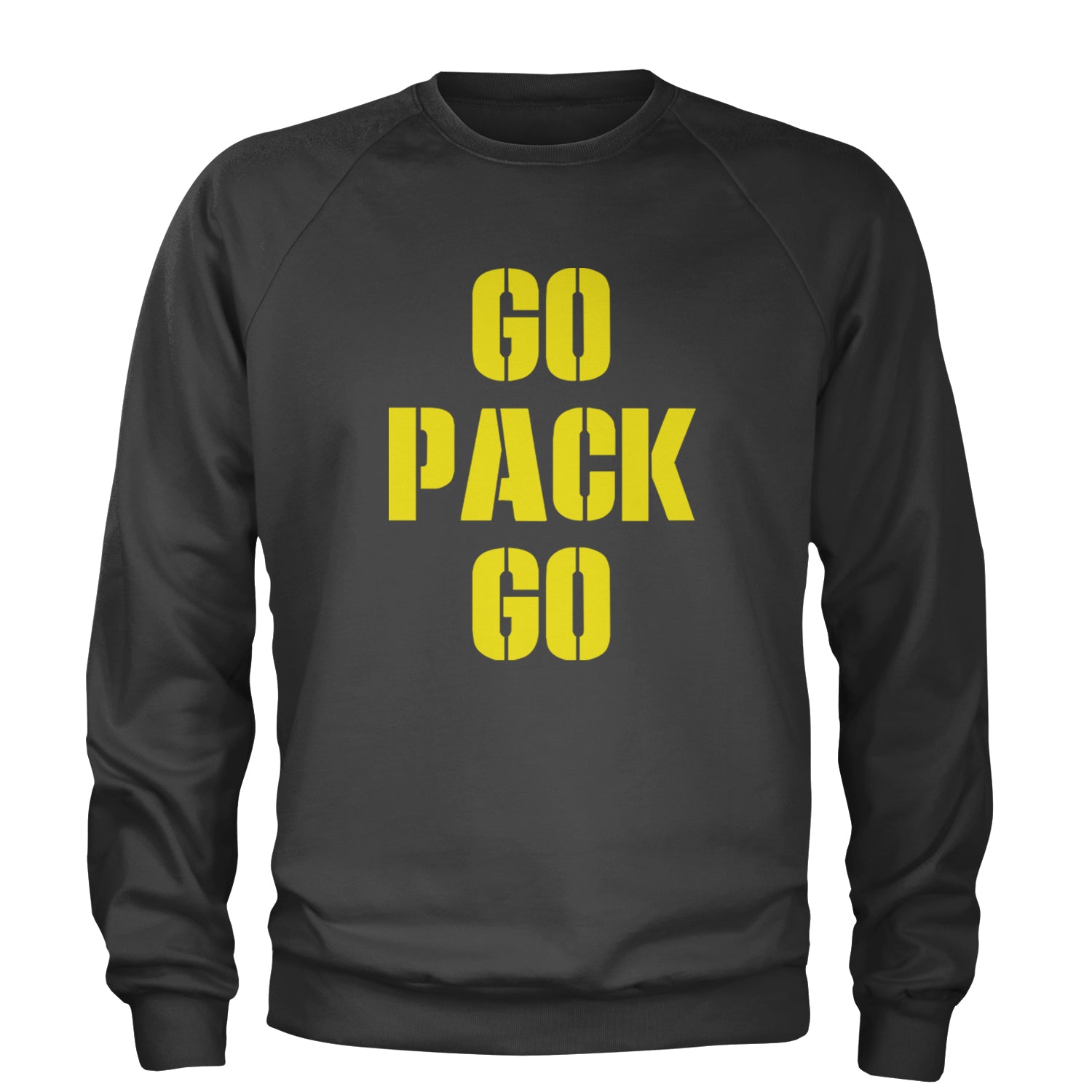 Go Pack Go Green Bay Adult Crewneck Sweatshirt Charcoal Grey