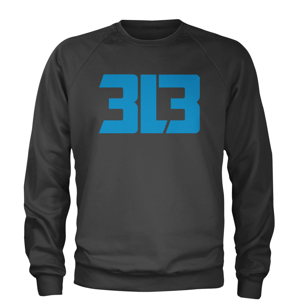 3L3 From The 313 Detroit Football Adult Crewneck Sweatshirt Charcoal Grey