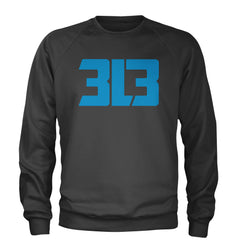 3L3 From The 313 Detroit Football Adult Crewneck Sweatshirt Charcoal Grey