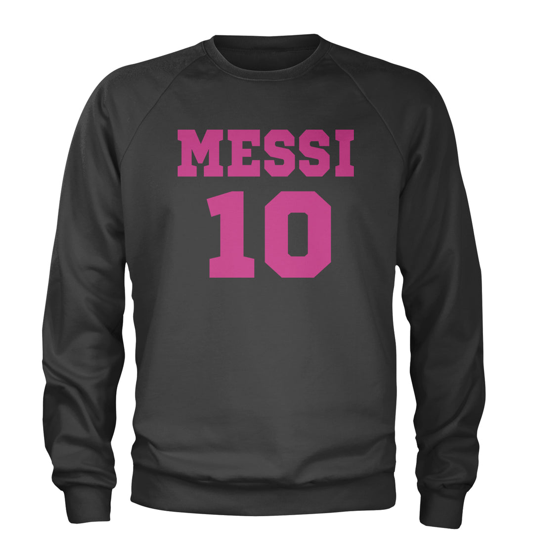Messi World Soccer Futbol Messiami Adult Crewneck Sweatshirt Charcoal Grey