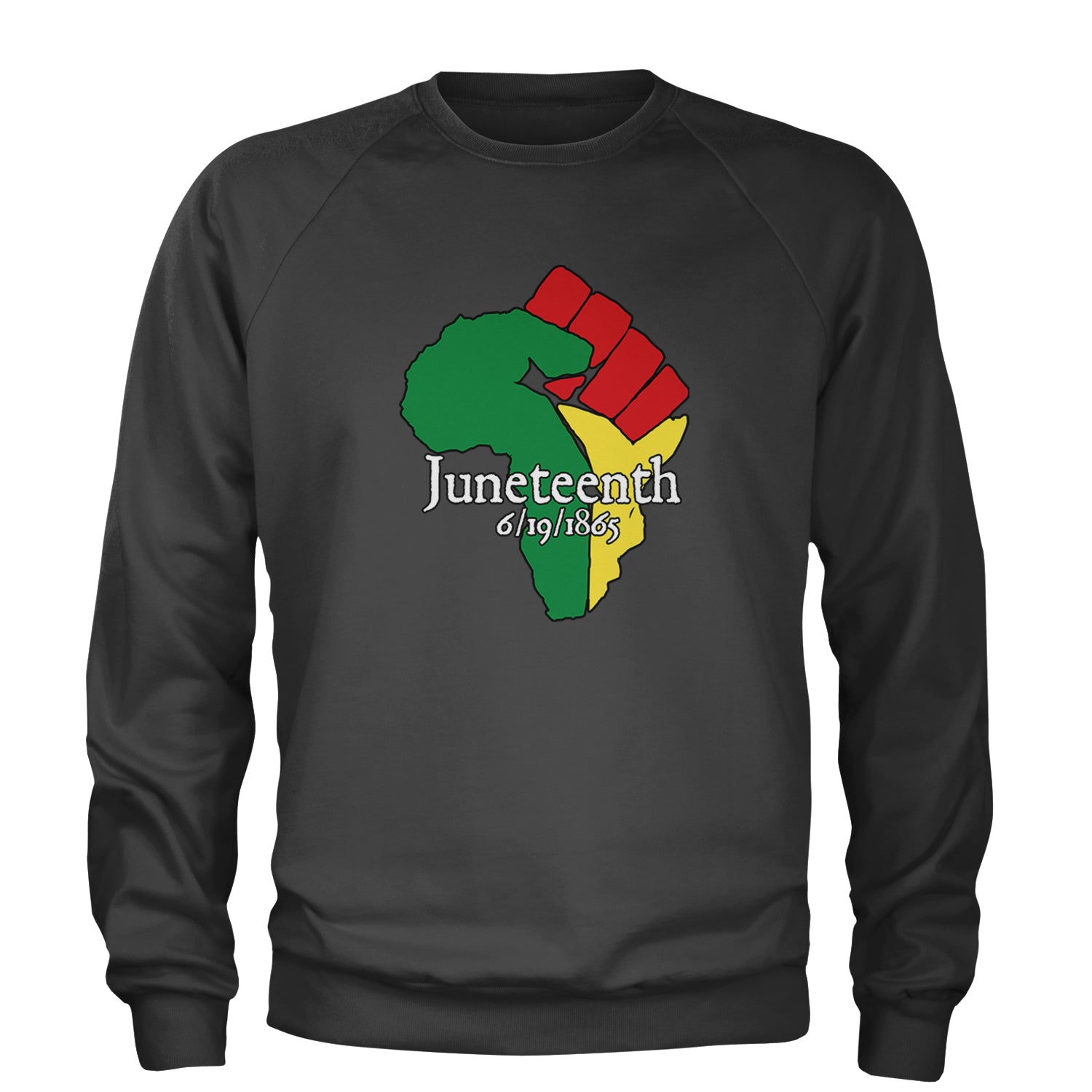 Juneteenth Raised Fist Africa Celebrate Emancipation Day Adult Crewneck Sweatshirt Charcoal Grey