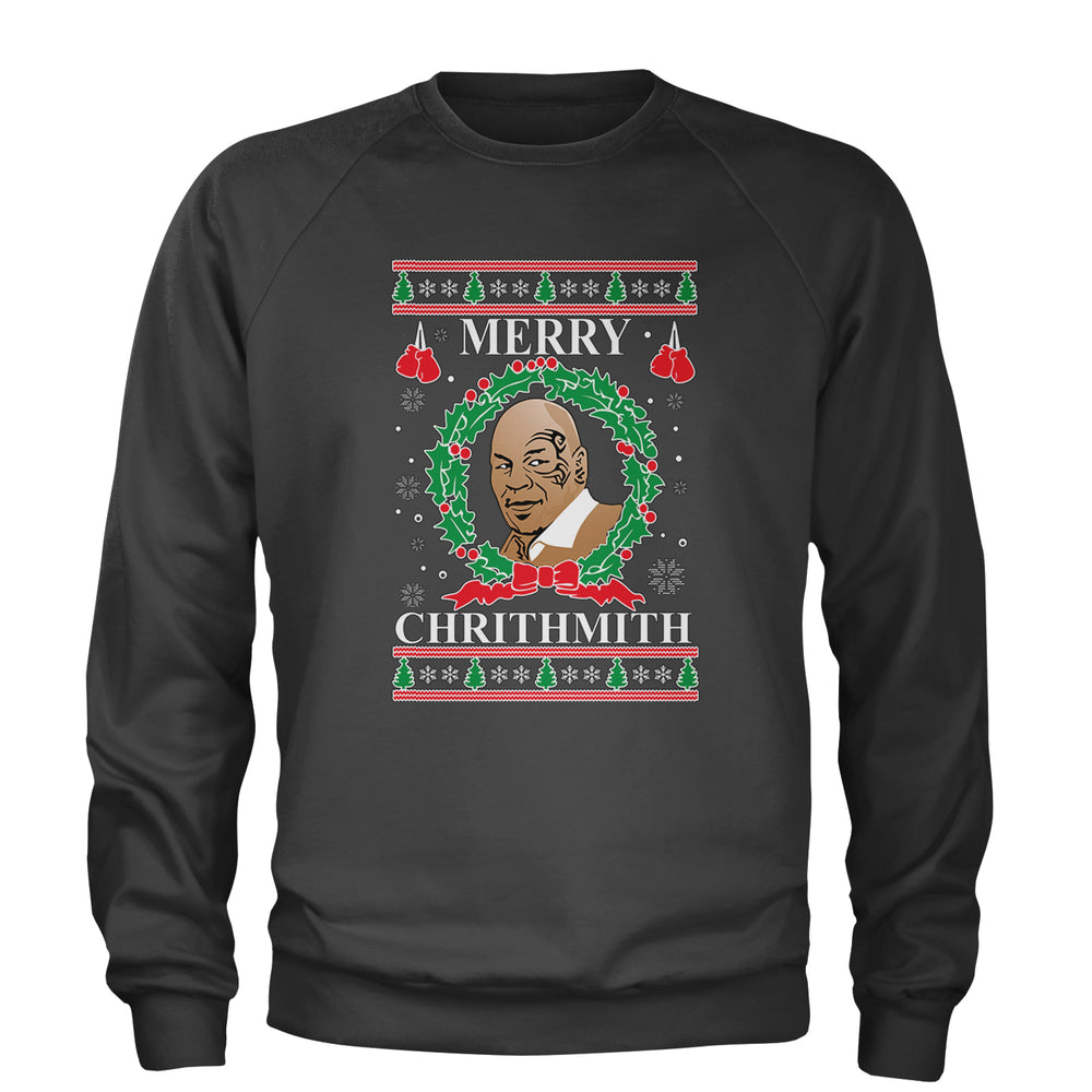 Merry Chrithmith Ugly Christmas Adult Crewneck Sweatshirt Charcoal Grey