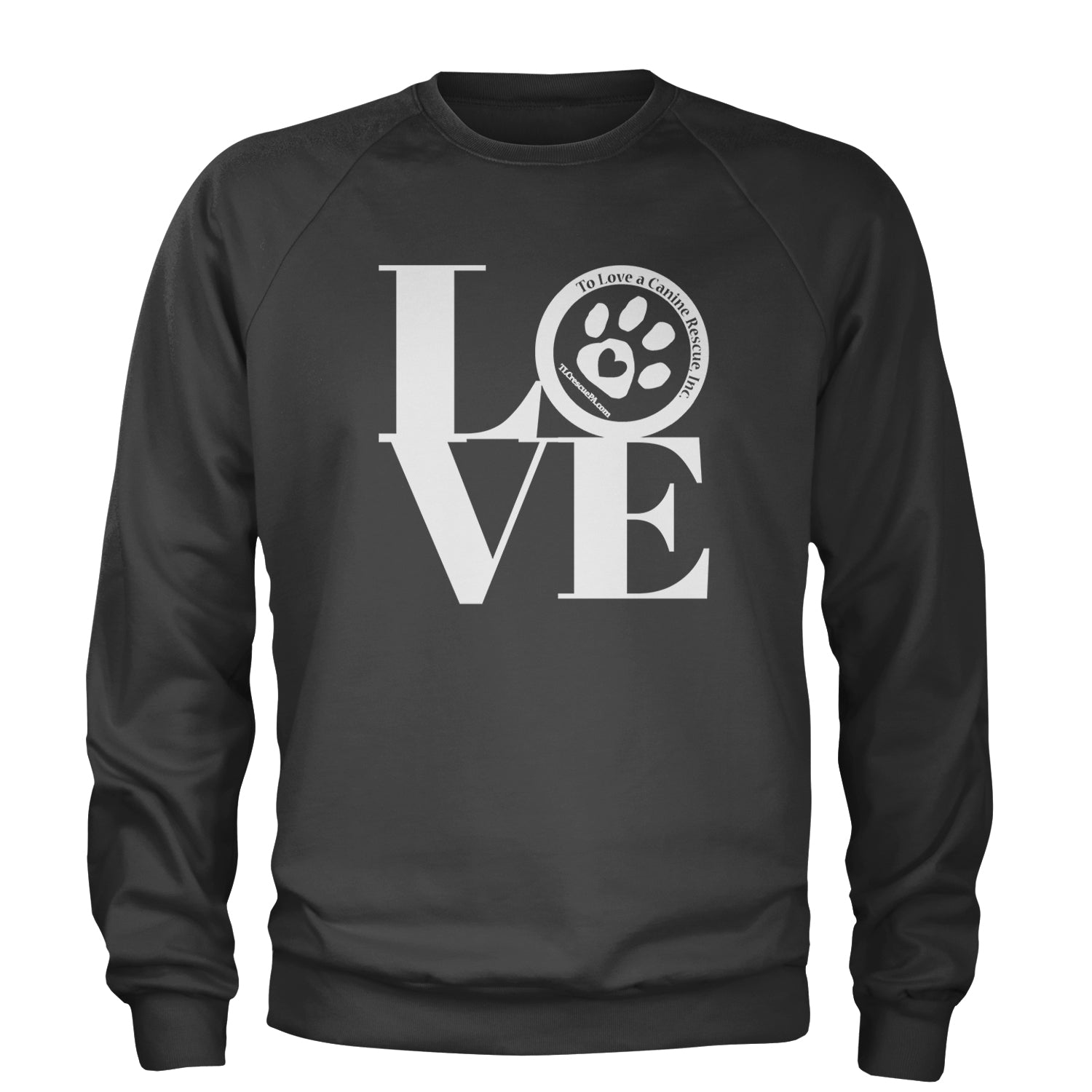 TLC LOVE Dog Rescue Adult Crewneck Sweatshirt Black