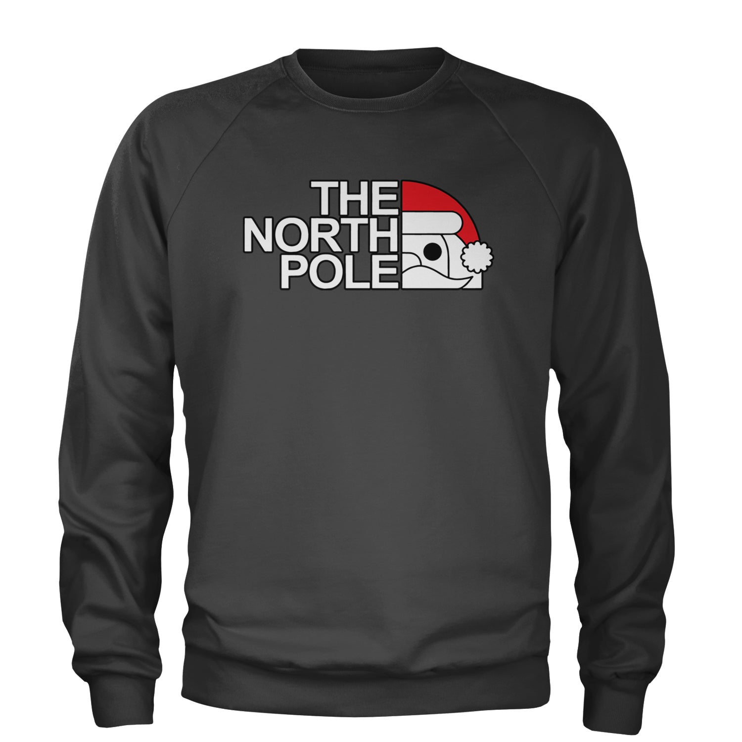 The North Pole Santa Face Adult Crewneck Sweatshirt Charcoal Grey