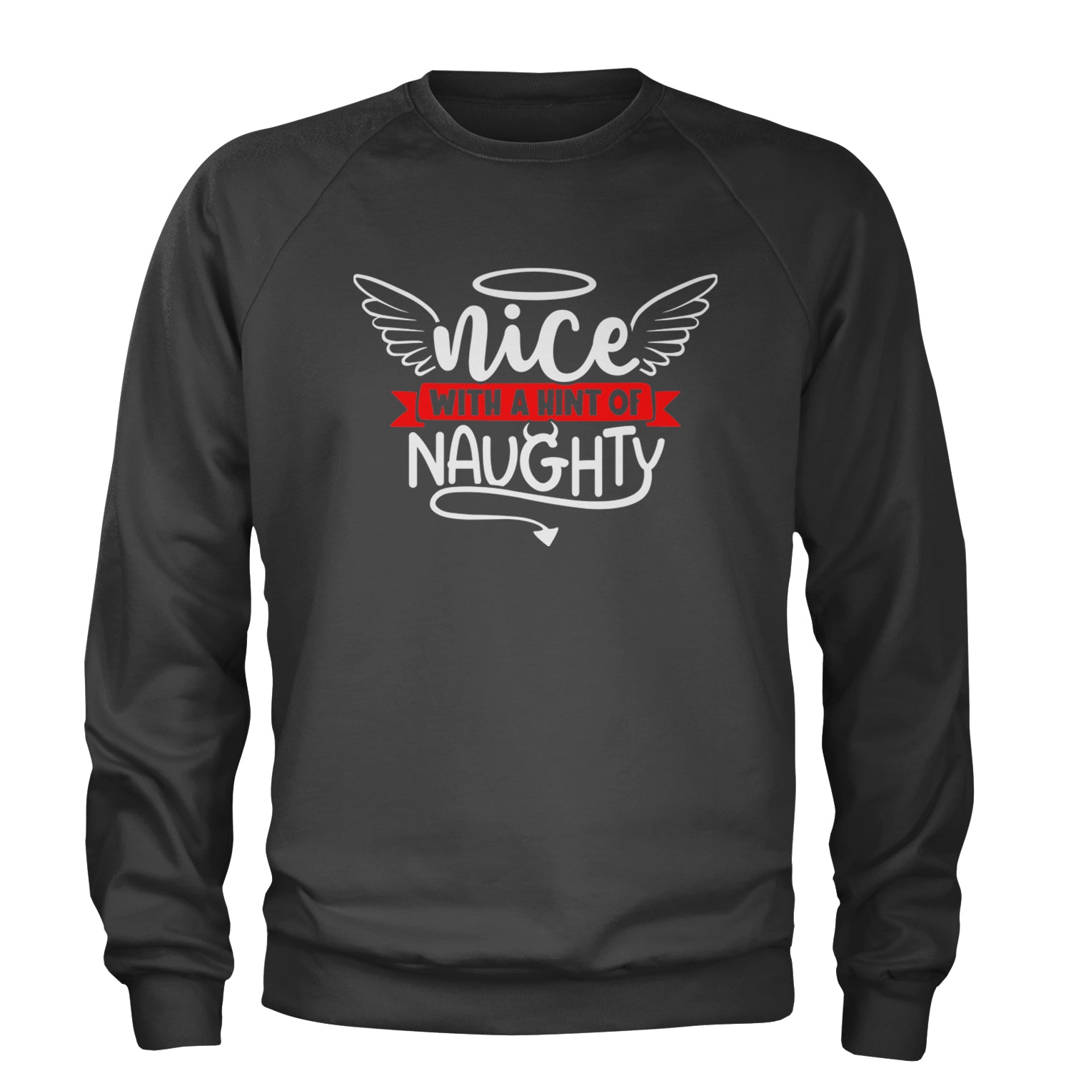 Nice with a Hint of Naughty Christmas Adult Crewneck Sweatshirt Black